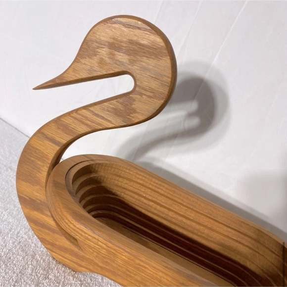 Vintage Handmade Collapsible Wood Duck  Basket Bowl - Picture 12 of 16